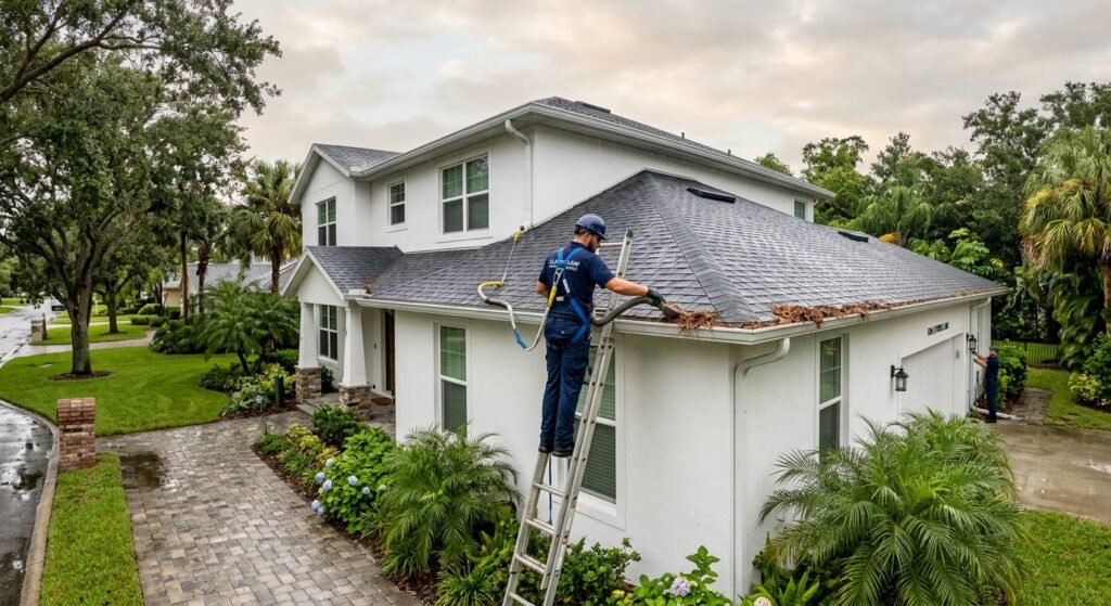 Gutter Cleaning & Installation in Pinellas County, FL on a Florida home