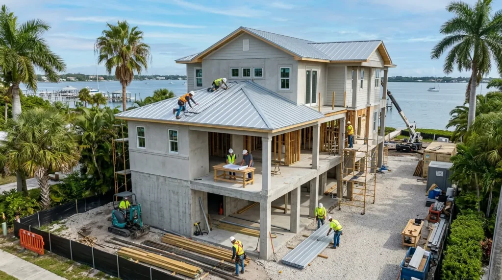 Professional Coastal Zone Construction in Safety Harbor, FL featuring a modern residential building and reinforced structural design.