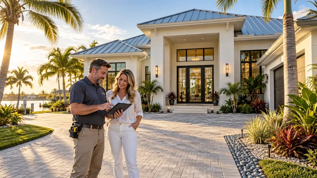 Rebuilding a flood-damaged home in Florida completed with professional exterior restoration and a contractor's final inspection.